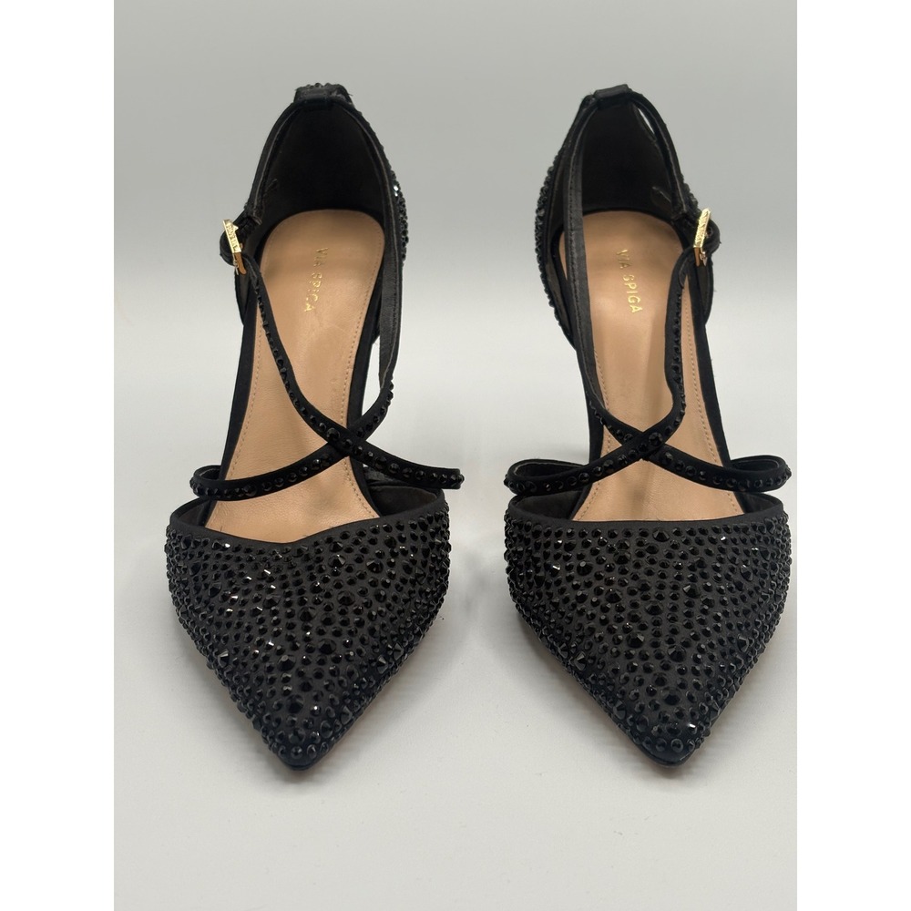 Via‎ Spiga V-Casablanca Black Suede Crystal Embellished Pumps Heels Size 6M
